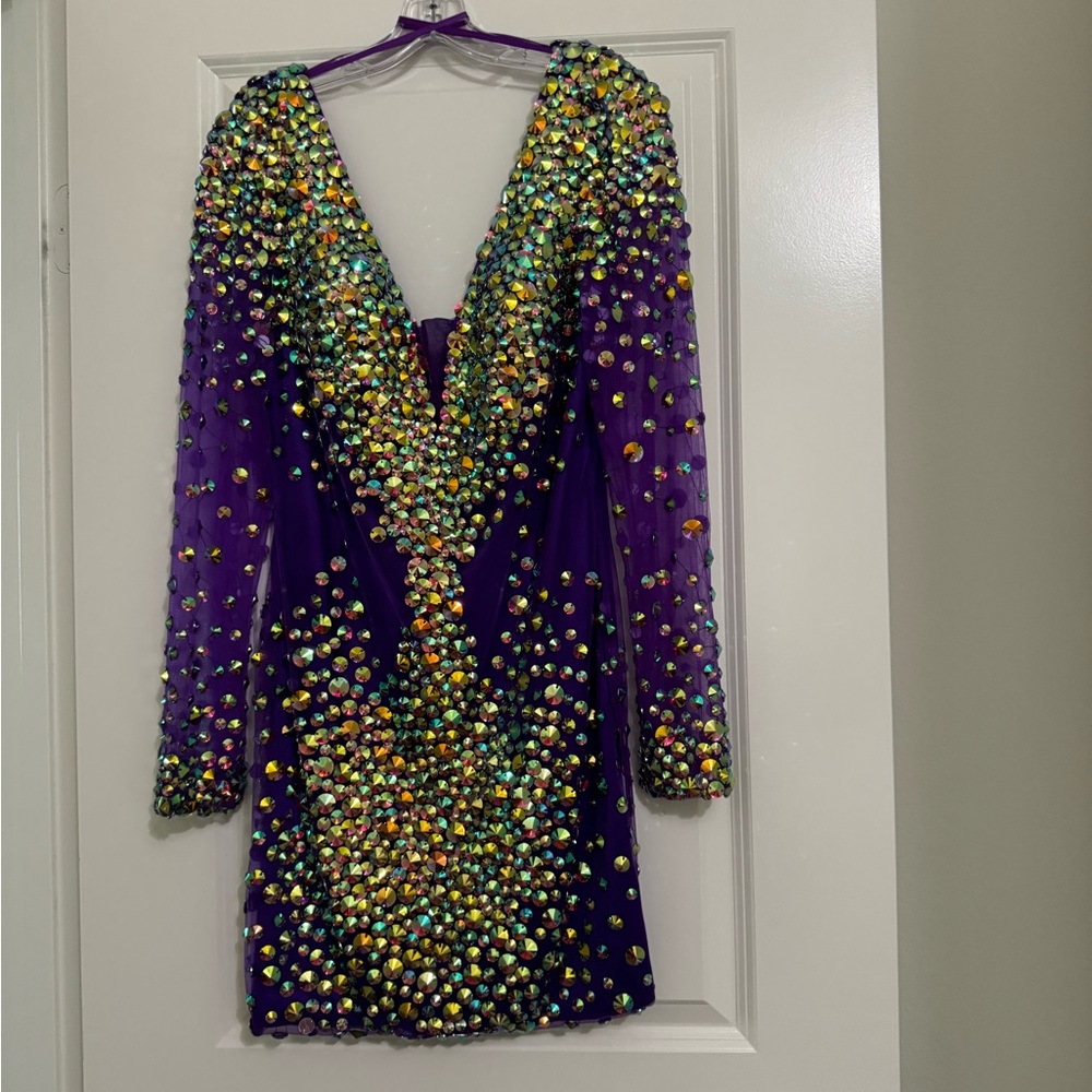 Angela & Alison Purple Dress with Gems Size 14